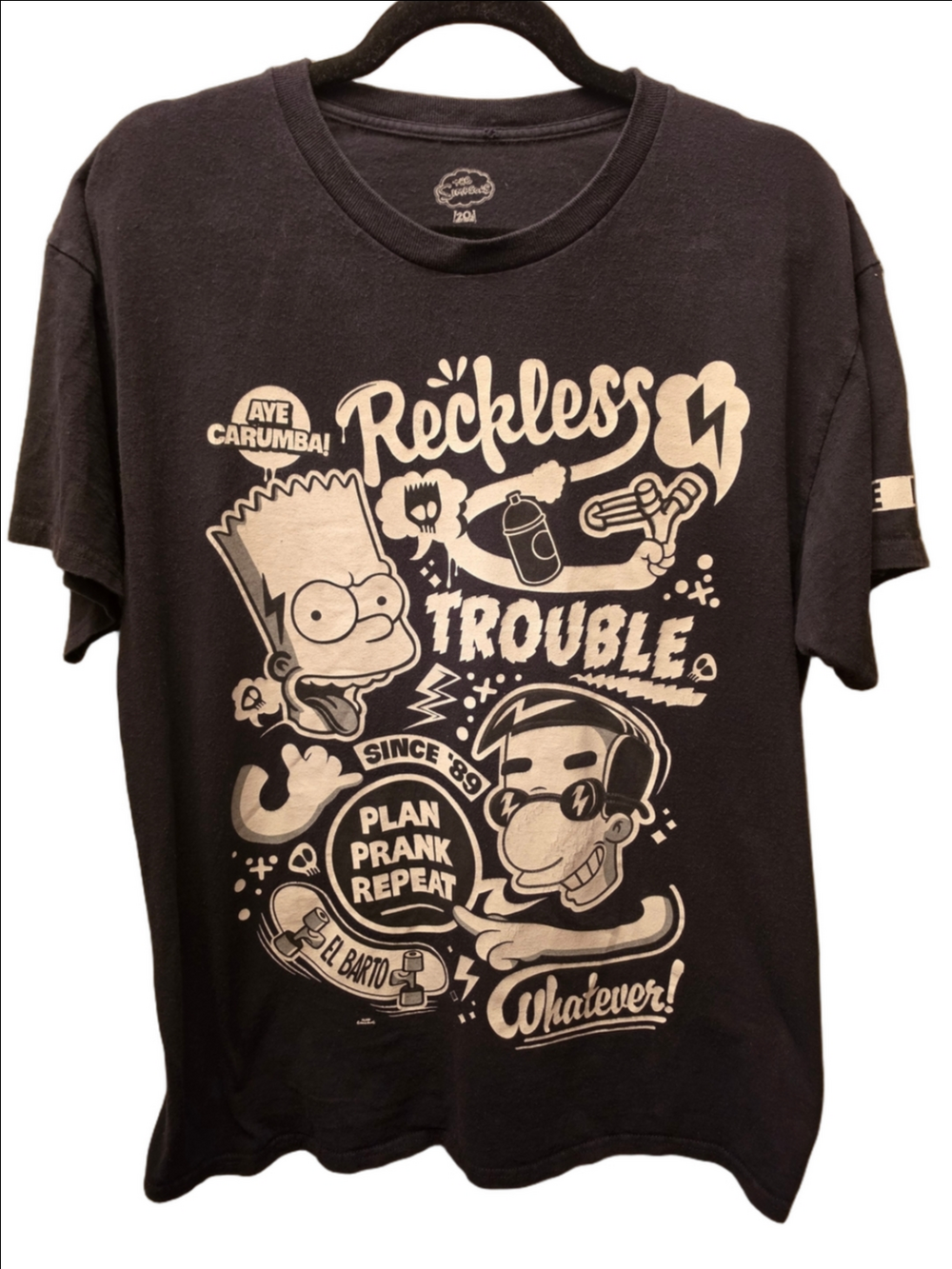 The Simpsons x Neff Bart Simpson Reckless Trouble Graphic Tee Black L